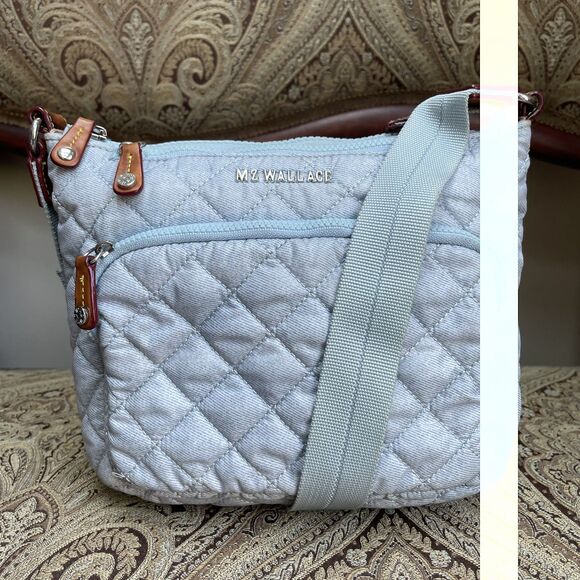 MZ Wallace Metro Scout Deluxe Crossbody Bag Light Chambray Light Blue Jean - Picture 1 of 14